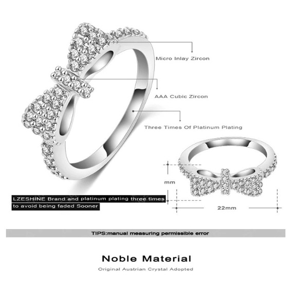 NEW!💙💎🎀GORGEOUS! BOW KNOT RING!🎀💎💙PAVE CZ! 7 - Picture 5 of 10